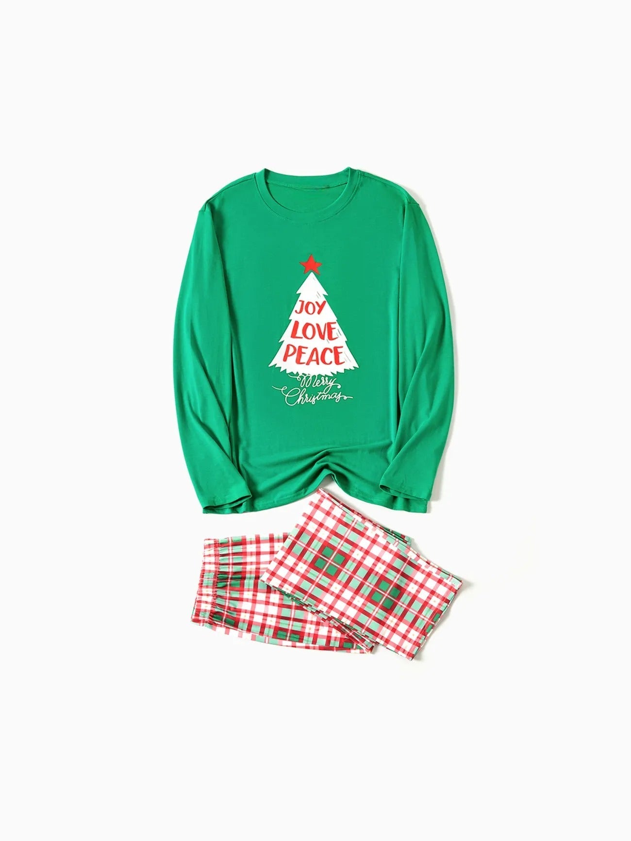 Conjunto de pijama familiar a juego "Navidad, alegría y paz"