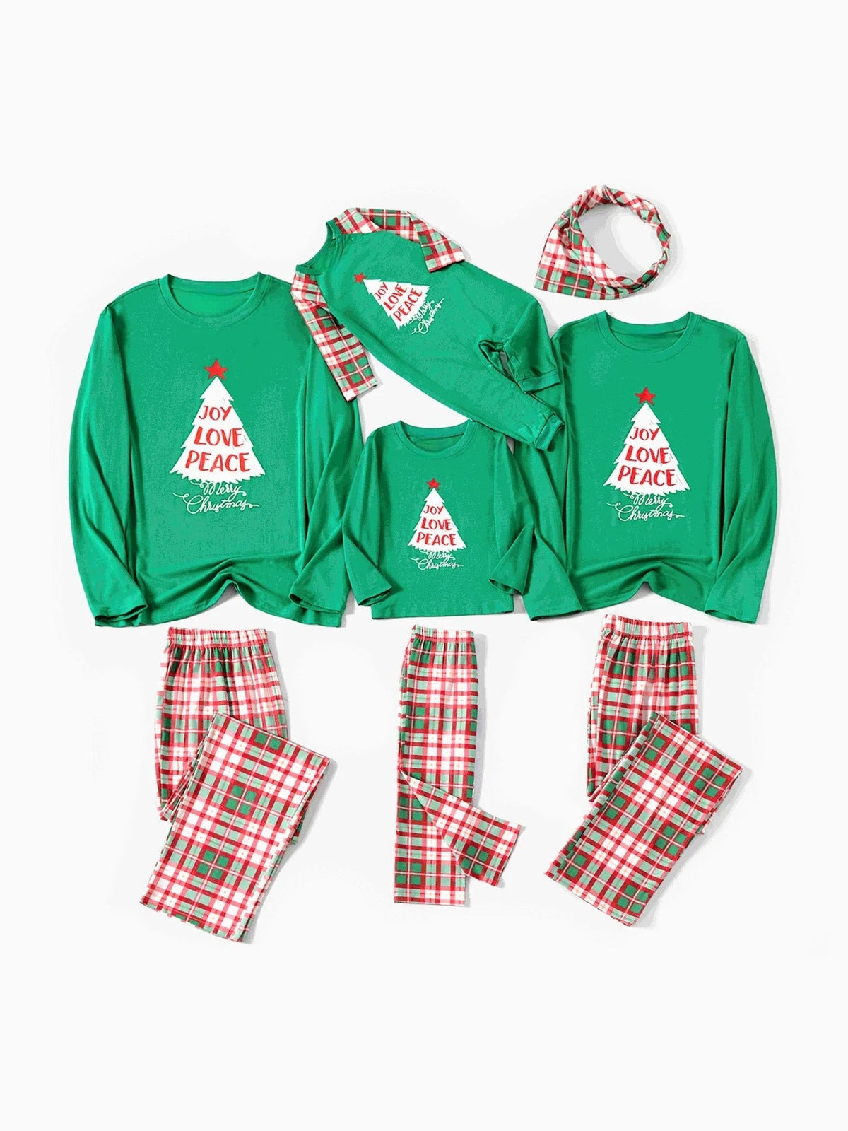 Conjunto de pijama familiar a juego "Navidad, alegría y paz"