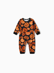 Conjunto de pijama familiar a juego con diseño de calabaza para Halloween 