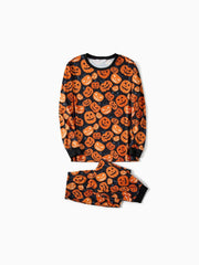 Conjunto de pijama familiar a juego con diseño de calabaza para Halloween 