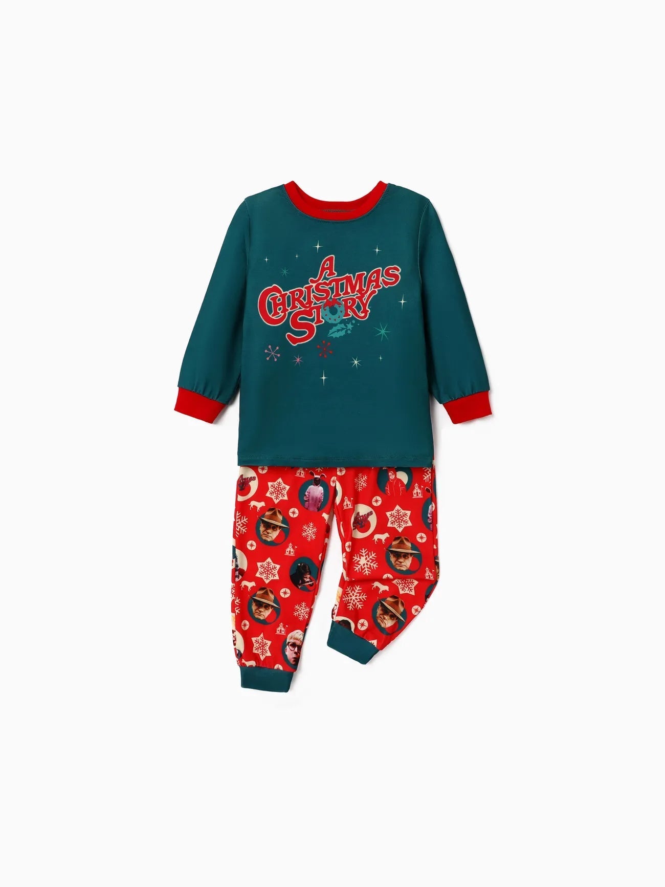 Conjunto de pijama familiar a juego con estampado de historia navideña