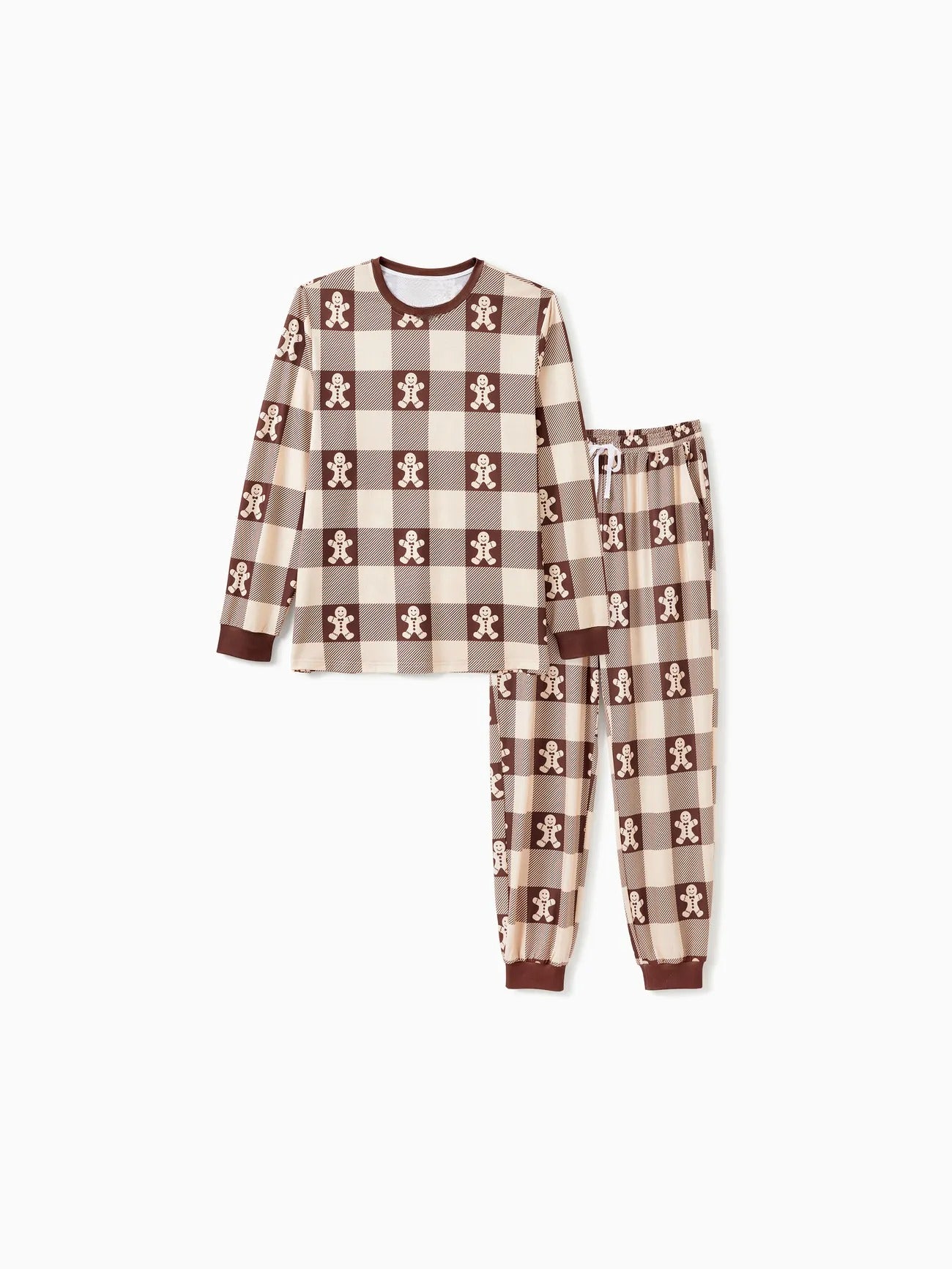 Passendes Familien-Pyjama-Set mit Lebkuchen-Karomuster