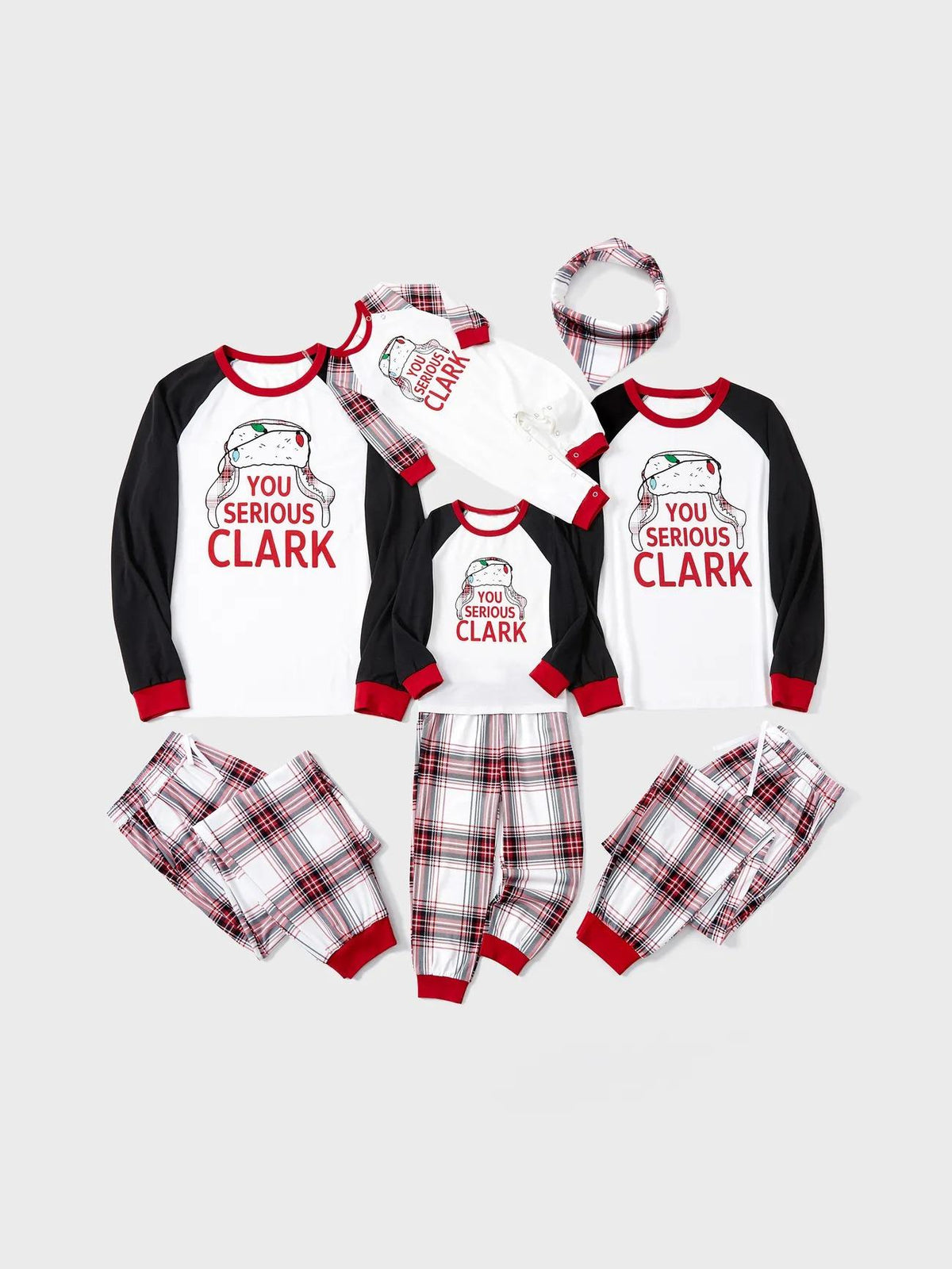 Bedrucktes Familien-Pyjama-Set mit dem Text „You Serious Clark“ 