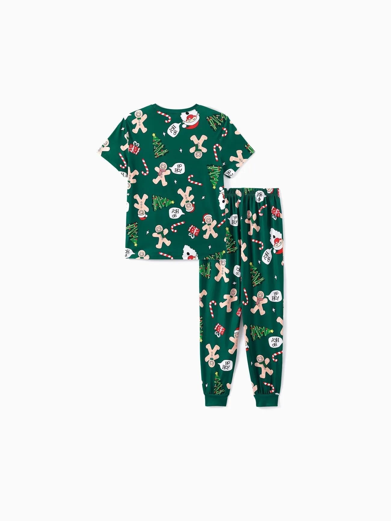 Conjunto de pijama navideño familiar con diseño de pan de jengibre y árbol de Navidad 