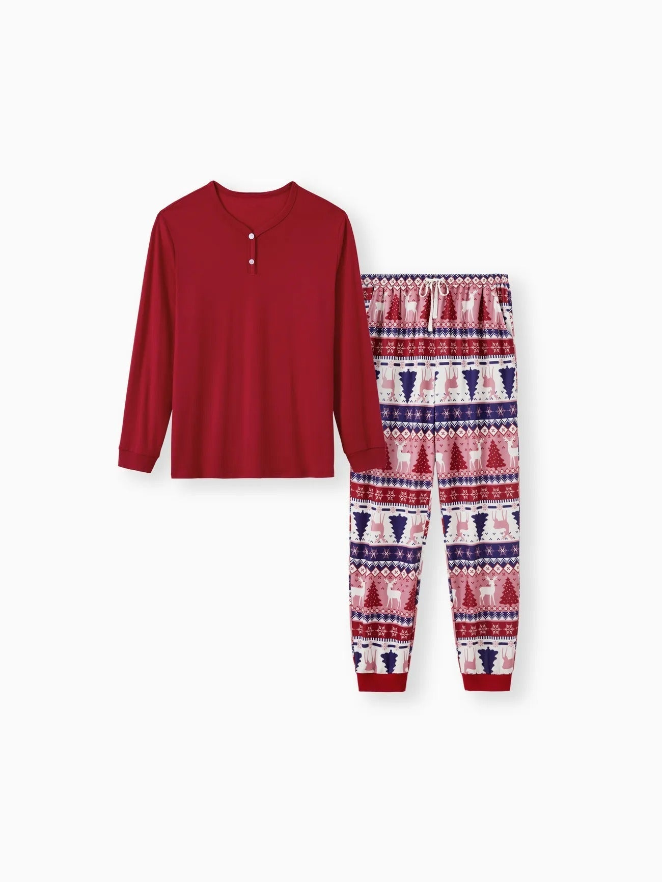 Passendes Pyjama-Set mit Rentier- und Baum-Print