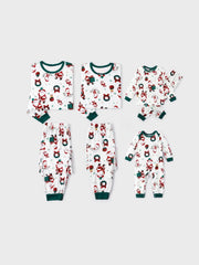 Christmas Family Matching Santa And Wreaths Print Pajama Set