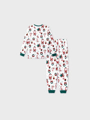 Christmas Family Matching Santa And Wreaths Print Pajama Set