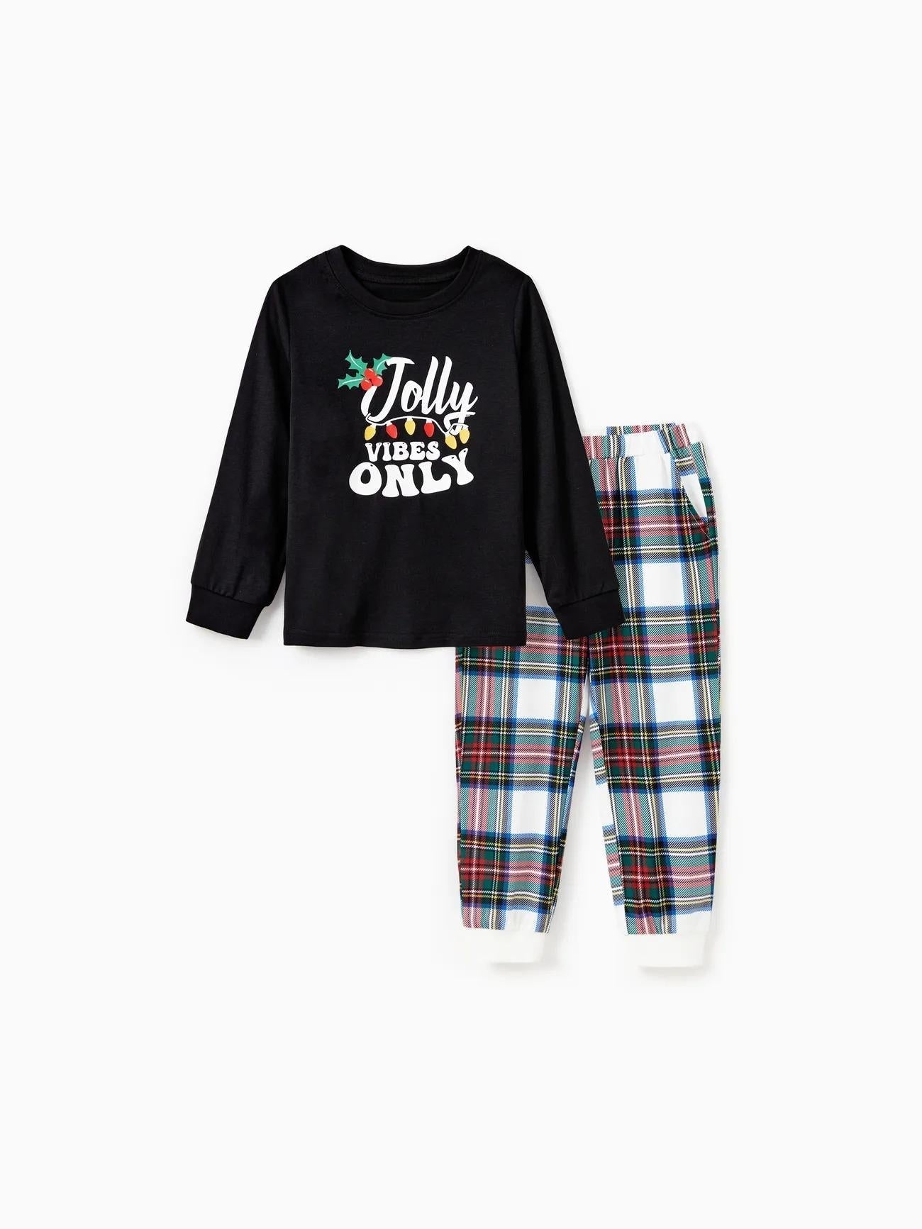 Conjunto de pijama y top con estampado navideño familiar "Jolly Vibes"