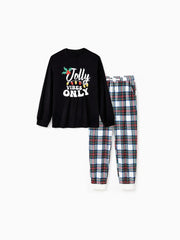 Conjunto de pijama y top con estampado navideño familiar "Jolly Vibes"