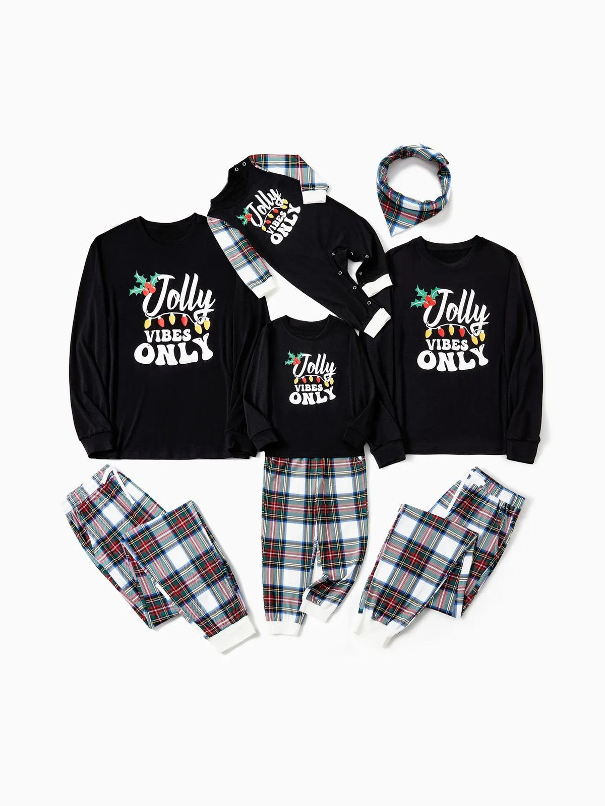 Conjunto de pijama y top con estampado navideño familiar "Jolly Vibes"