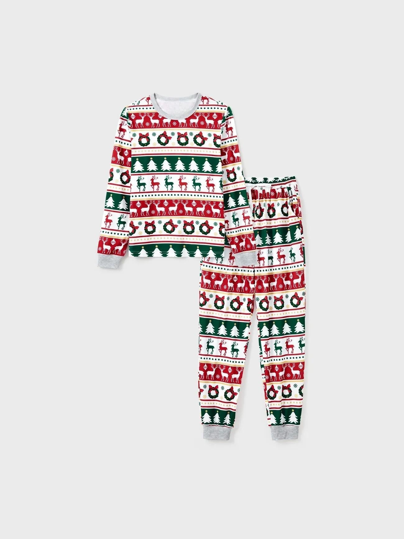 Printed Christmas Theme Family Matching Top And Pajama Set