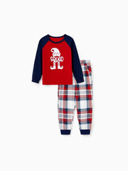 Conjunto de pijama familiar de Navidad con top raglán y cuadros escoceses con estampado de elfos 