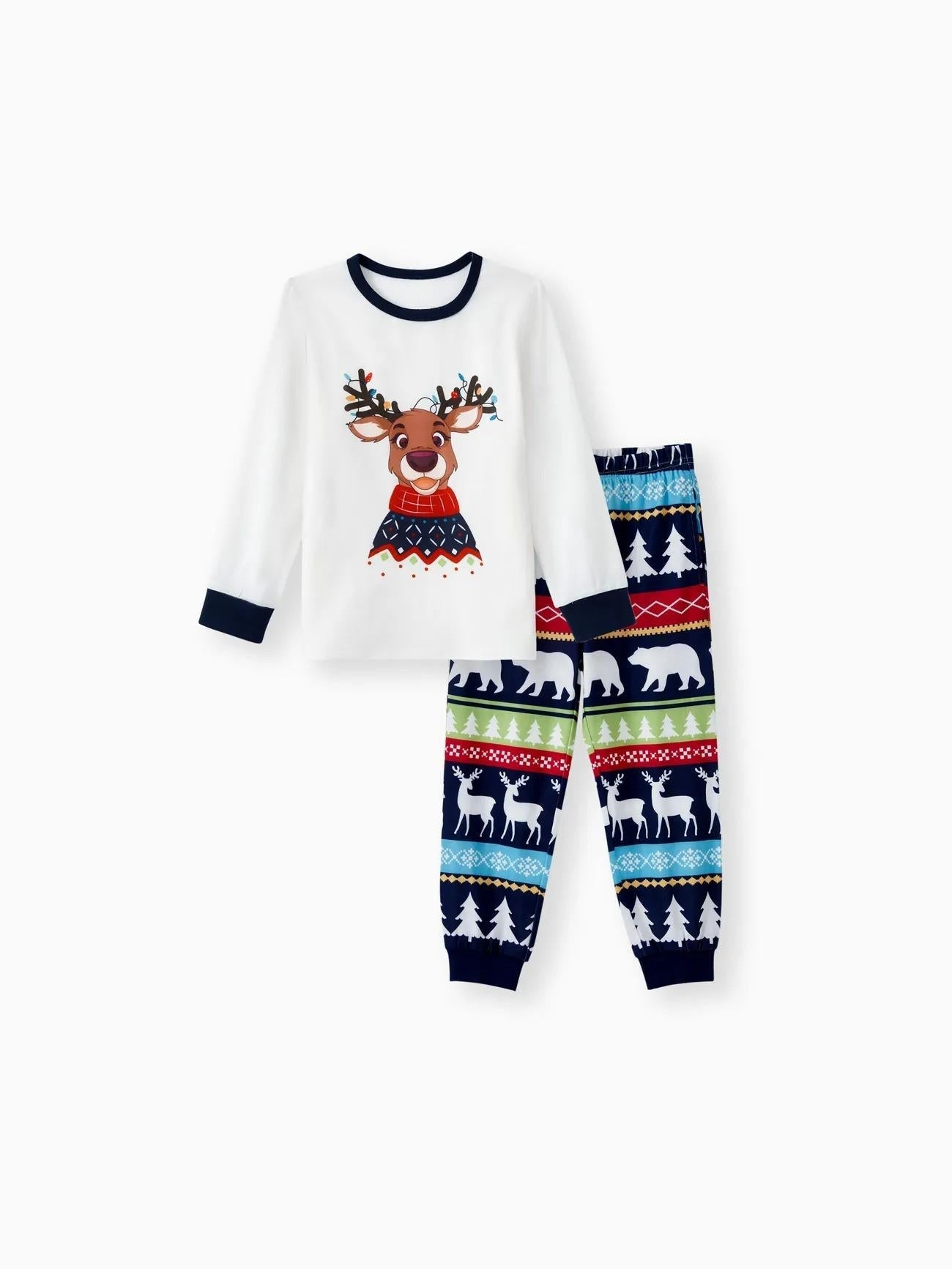 Family Matching Reindeer Graphic Print Pajama Set With Pockets