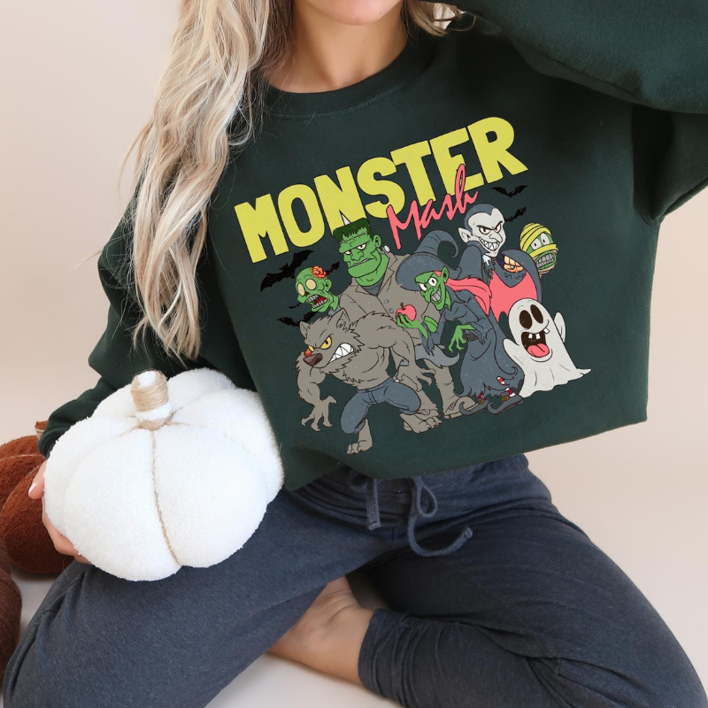 Sudadera retro de Halloween con dibujos animados Mash