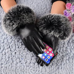 Sheepskin Fleece-lined Warm Gloves