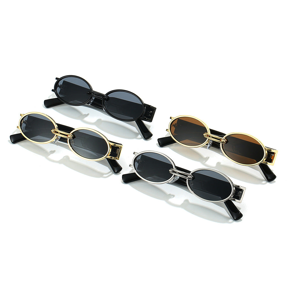 Ovale Steampunk-Sonnenbrille im Vintage-Stil