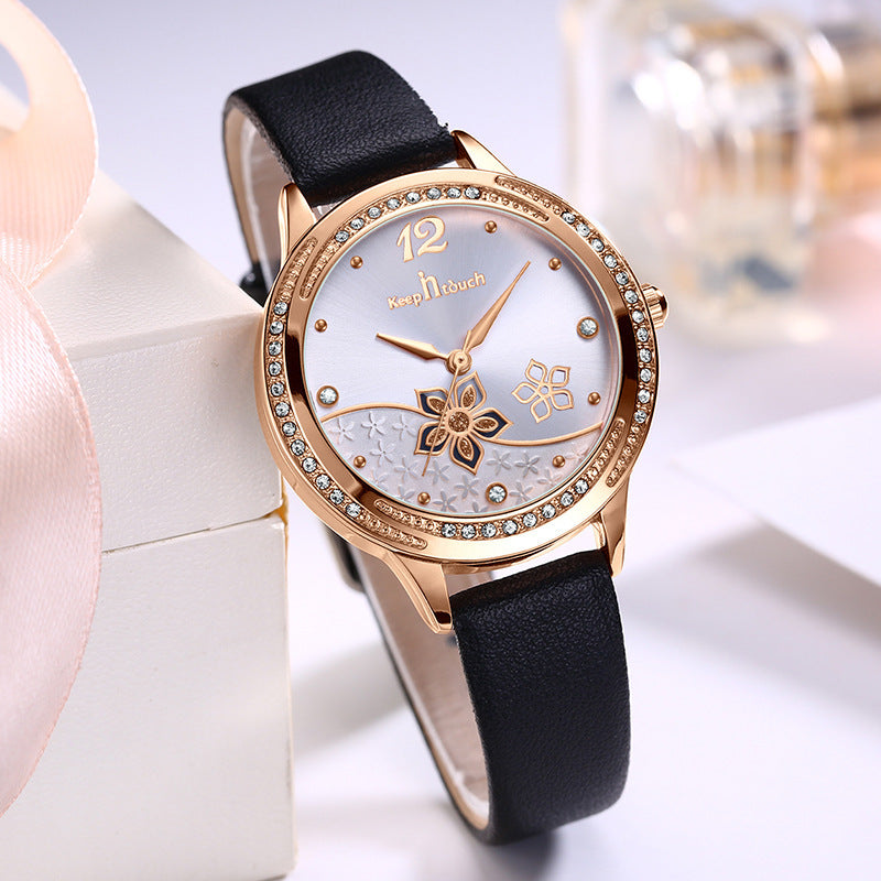 Simple And  Flower Waterproof Watch Watch