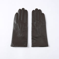 Guantes alargados de piel de cabra de lana para conducir y andar en bicicleta para mujer