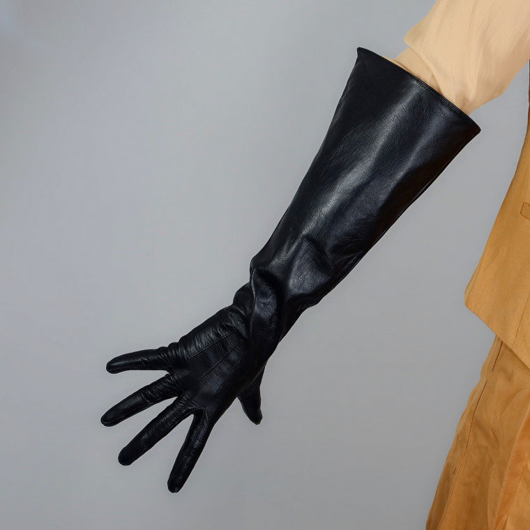 Lackleder Lange Handschuhe 50cm Große Ärmel Puffärmel
