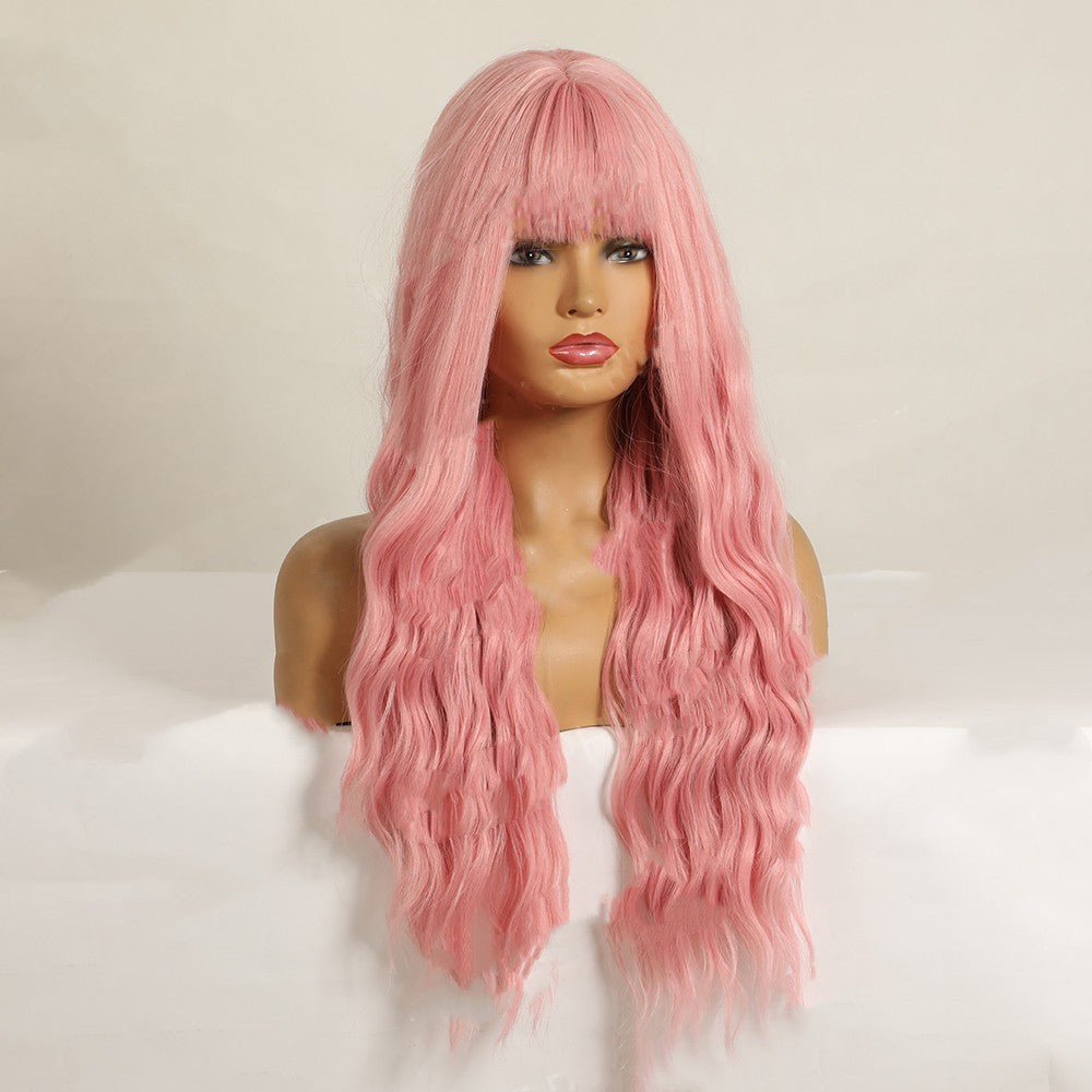 Air Bangs Wavy Long Curly Hair  Chemical Fiber Wig Female