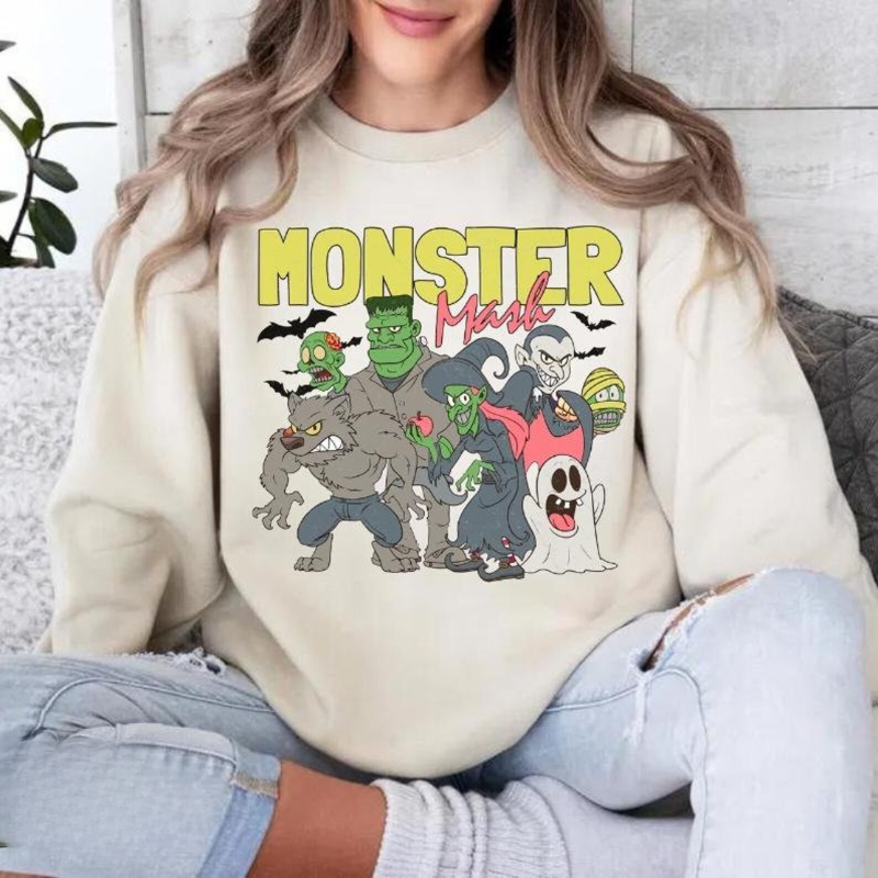 Sudadera retro de Halloween con dibujos animados Mash