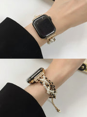 Casual Classic Style Leather Fabric Pearl Chain