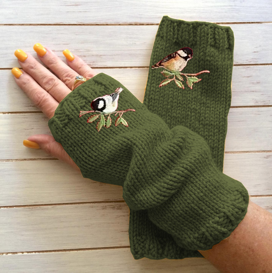 Guantes abiertos de punto cálidos de medio dedo