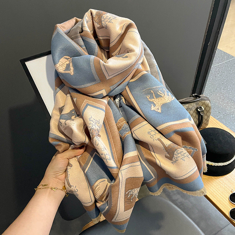 Carriage Artificial Cashmere Scarf Dual-use Air Conditioning Shawl