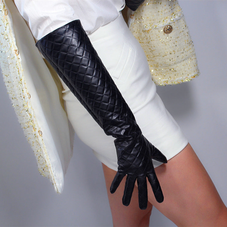 Lackleder Lange Handschuhe 50cm Große Ärmel Puffärmel