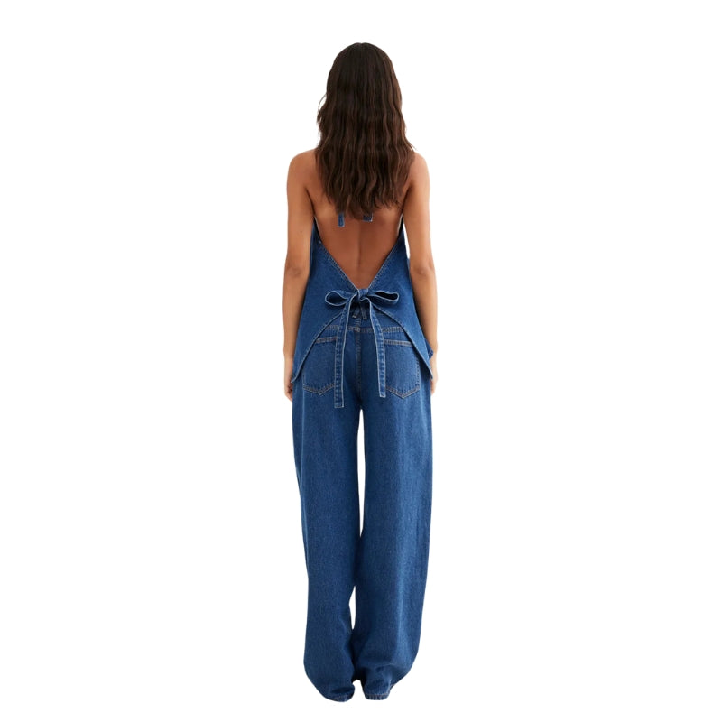 Women's Denim Halter Button-Up Vest