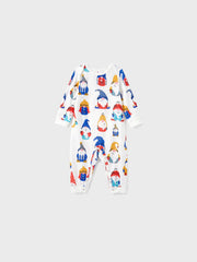 Conjunto de pijama familiar a juego de manga larga con estampado de gnomos