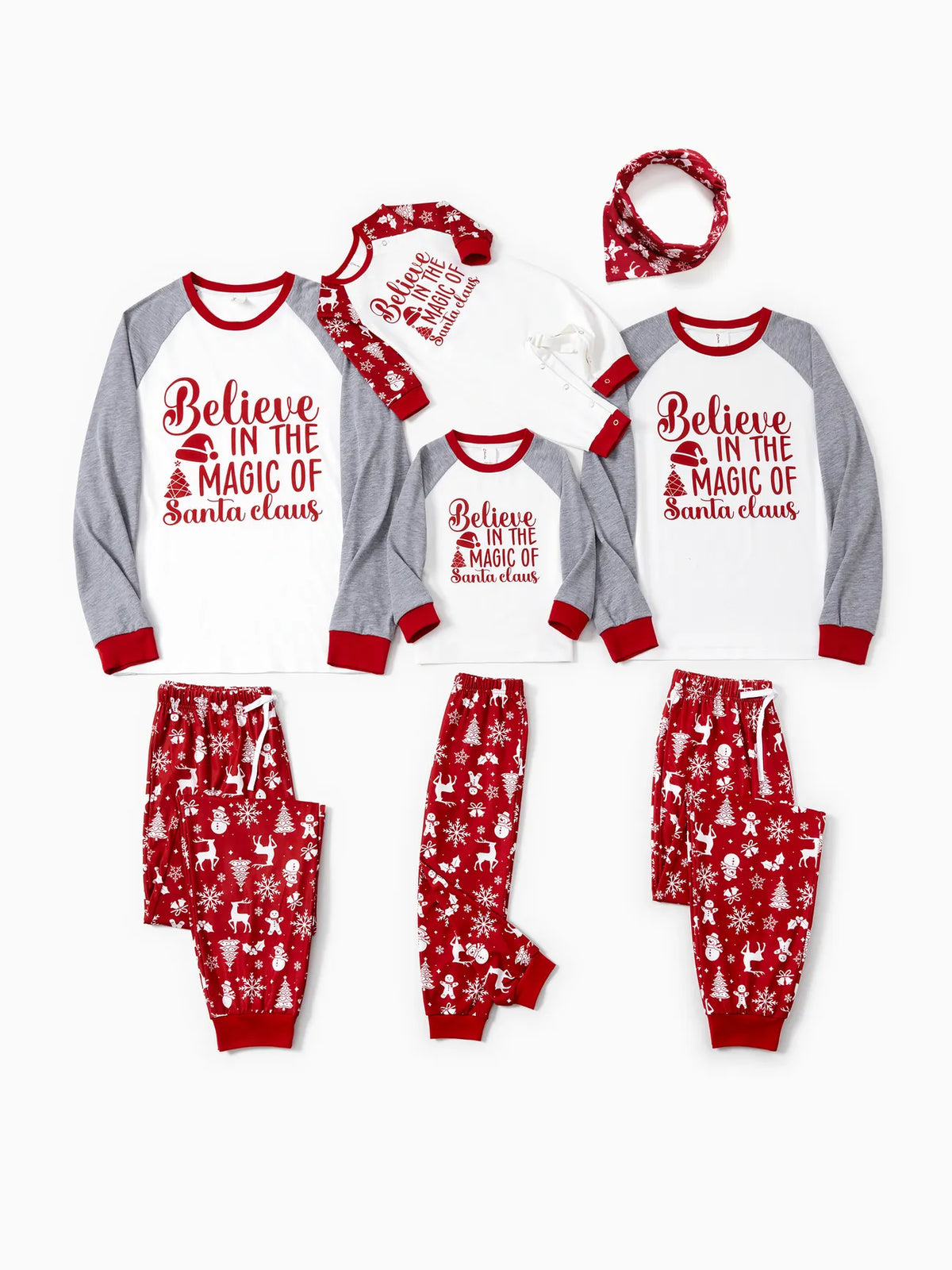 Conjunto de pijama familiar a juego con estampado "Cree en la magia de Papá Noel"