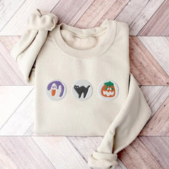 Boo und Kürbis besticktes Halloween Sweatshirt