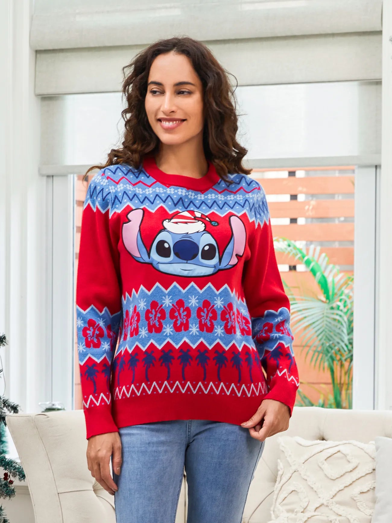 Weihnachts-Strickoberteile mit Cartoon-Print