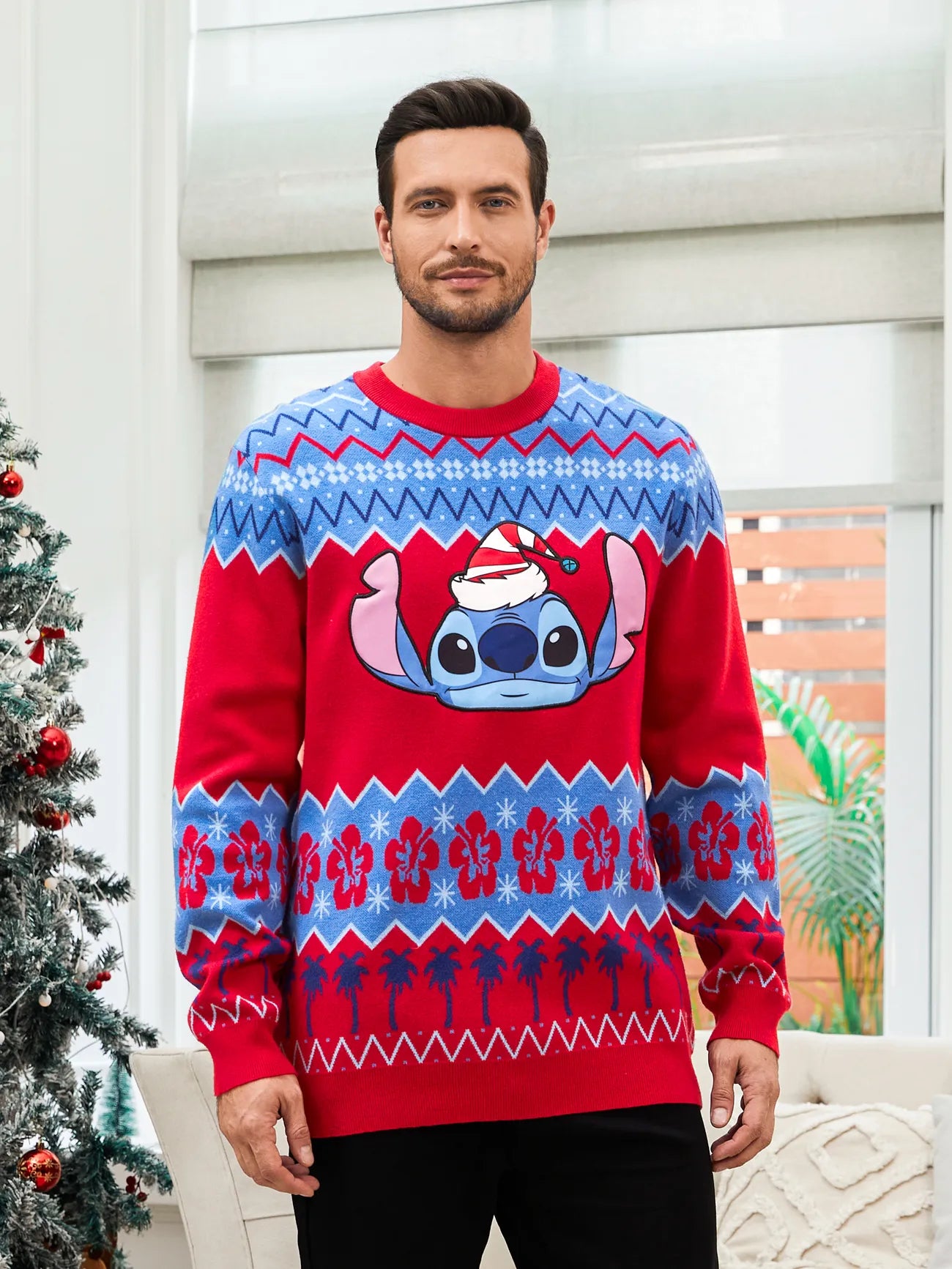 Weihnachts-Strickoberteile mit Cartoon-Print