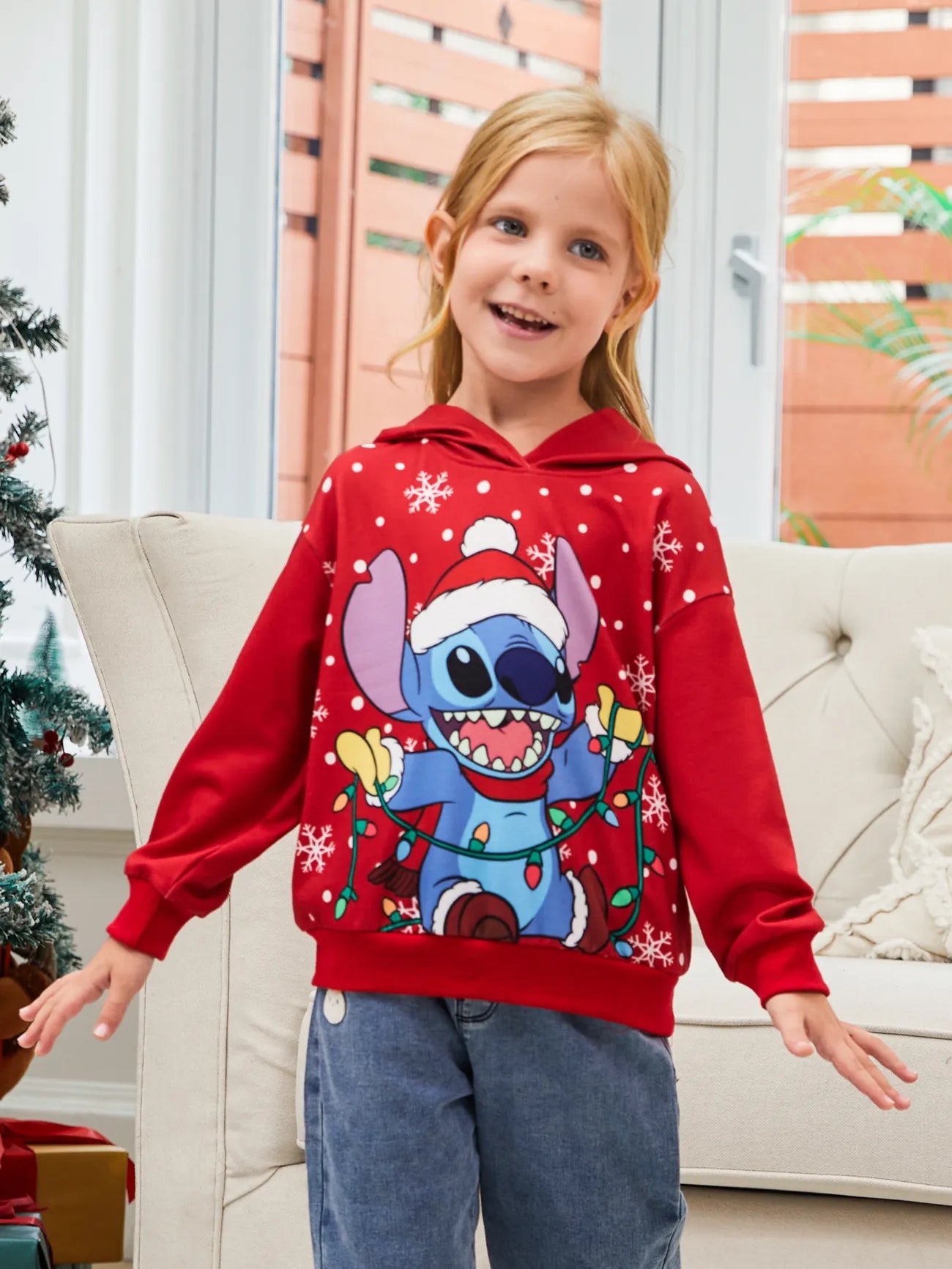 Passendes Familien-Kapuzenpullover-Set mit Cartoon-Print