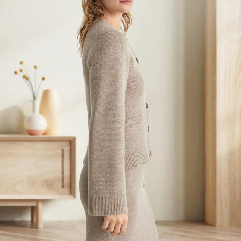 Cashmere Long Button Cardigan