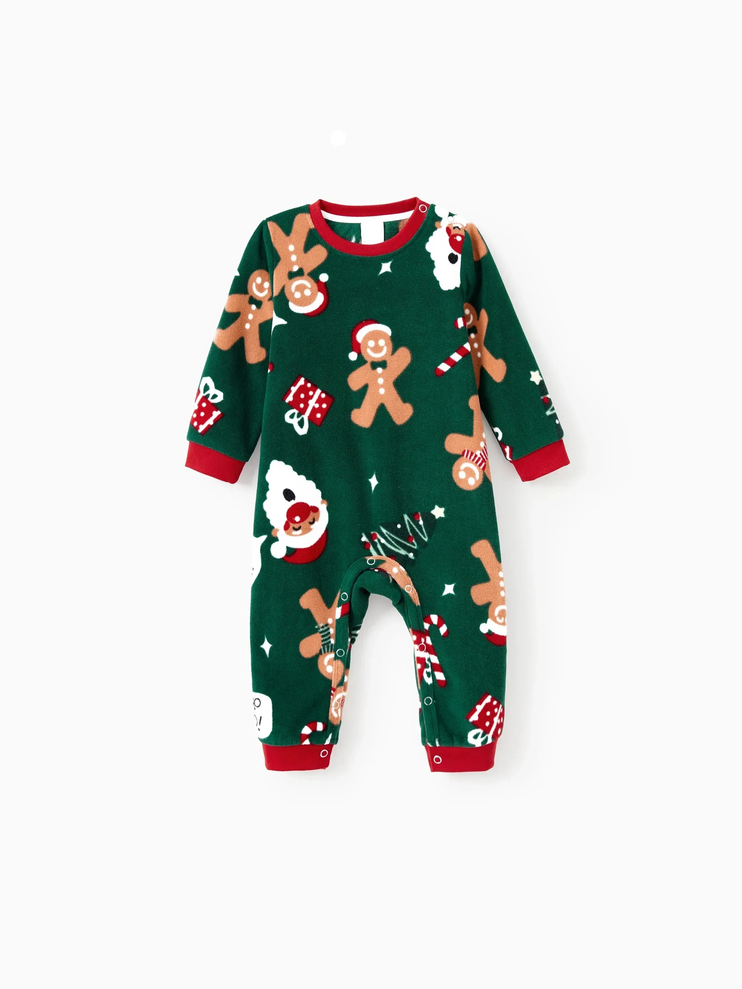 Conjunto familiar con estampado de pan de jengibre navideño