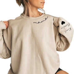 Custom Mama Sweatshirt with Kids Names sleeve