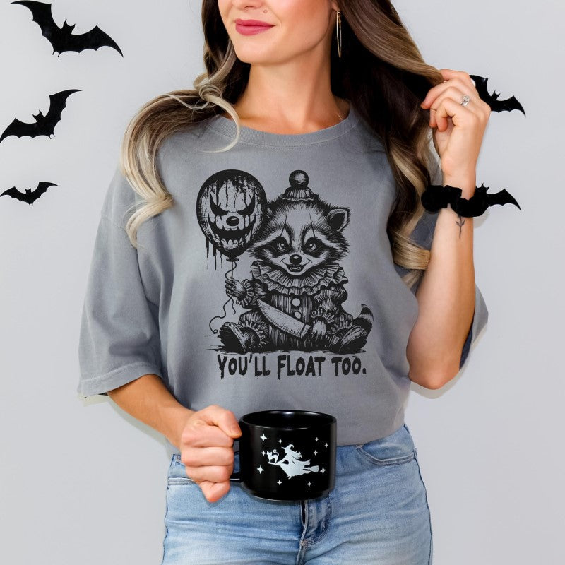 Camiseta de Halloween de mapache flotante