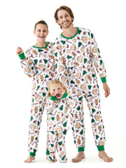 Conjunto de pijama familiar a juego con diseño de pan de jengibre y vacaciones