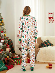 Conjunto de pijama familiar a juego con diseño de pan de jengibre y vacaciones