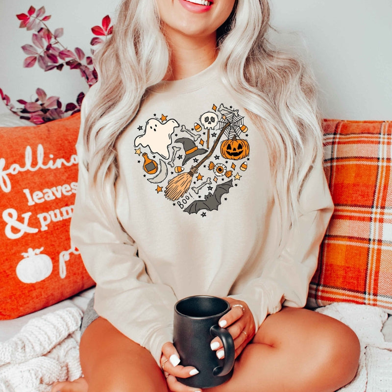 Sudadera con estampado de garabatos de Halloween
