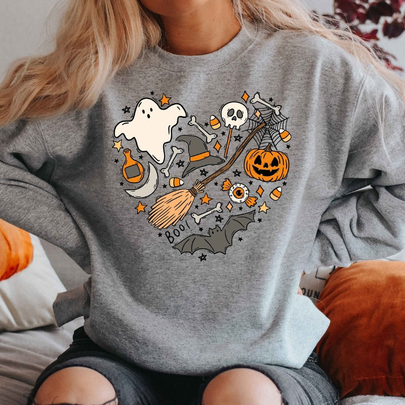 Sudadera con estampado de garabatos de Halloween