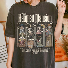 Camisa de Halloween de manga corta con diseño de mansión