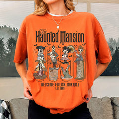 Camisa de Halloween de manga corta con diseño de mansión