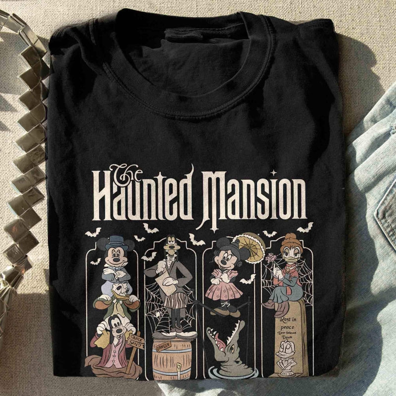 Camisa de Halloween de manga corta con diseño de mansión