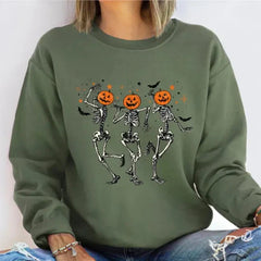 Bequeme Sweatshirts mit Halloween-Kürbistanz-Aufdruck