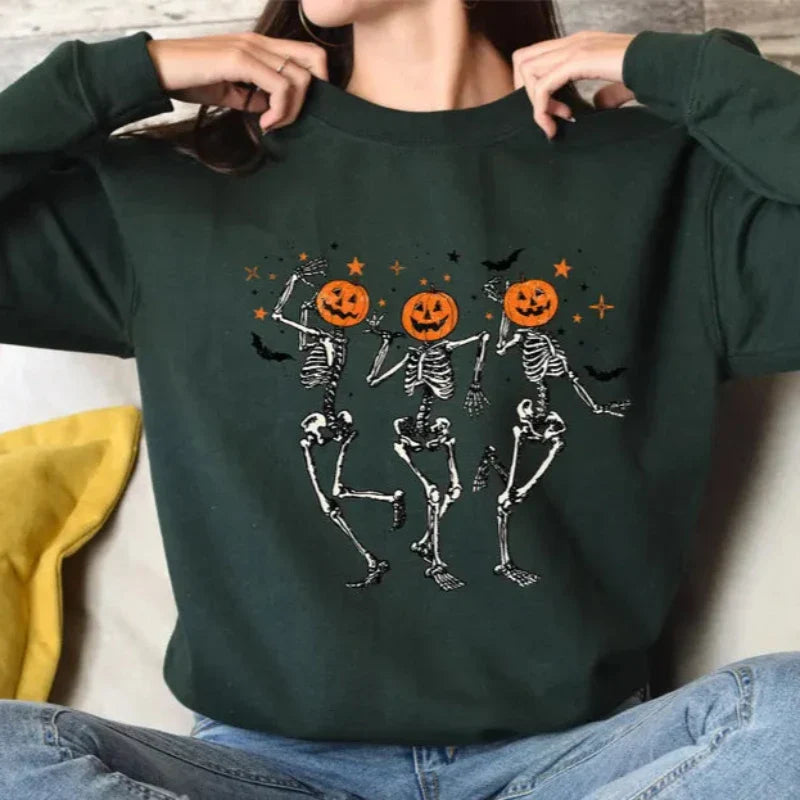 Bequeme Sweatshirts mit Halloween-Kürbistanz-Aufdruck