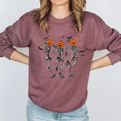 Bequeme Sweatshirts mit Halloween-Kürbistanz-Aufdruck